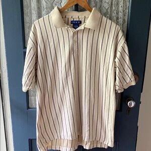 Izod Beige Polo with Navy Stripes Men’s